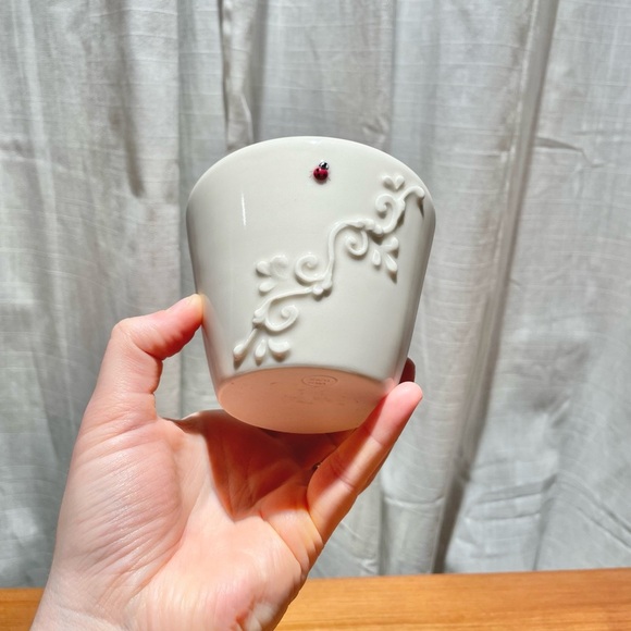 JaM PDX White Handmade Martini Cups Stemless Plant Pot Lady Bug Ceramic Pottery - Picture 3 of 12